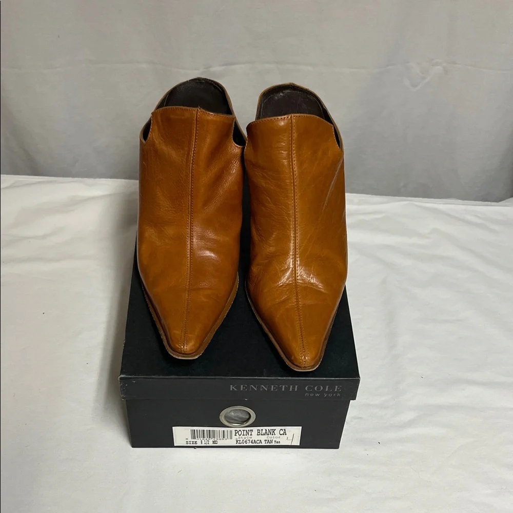 Kenneth Cole Point Blank Brown/Tan Leather Mule Ankle Boots
